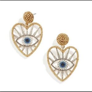 Evil Eye Heart Shaped Dangle Drop Earrings